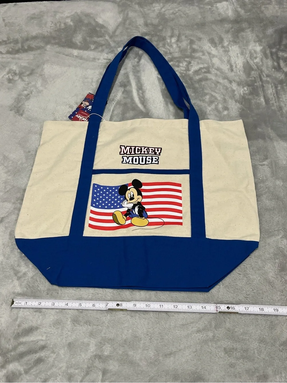 Primark Disney Mickey Mouse Patriotic American Flag Canvas Tote Bag NWT